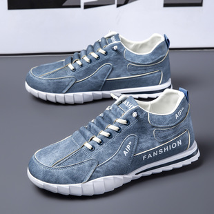 Denim Blue New 2024 Autumn Men's Casual Shoes Fashion Waterproof Non-slip Sneakers Single-layer Shoes Autumn and Winter Casual All-match Sneakers
