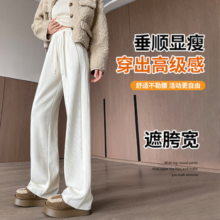 Maillard Wide-leg Pants Women's Autumn and Winter fleece-lined Chenille Straight Casual Dosing New European Cotton Velvet brown Pants Women