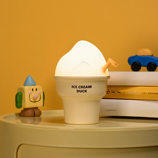 Ice Cream Duck Night Light Cartoon Ornaments Pat Light USB Charging Atmosphere Light Bedroom Bedside Gift Night Light