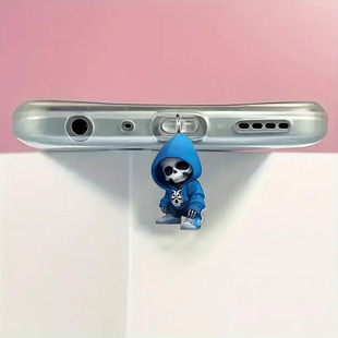 Suitable for Apple Mobile Phone Charging Interface and Type-c Interface Sweatshirt Skull Acrylic Pendant Mobile Phone Dust Plug
