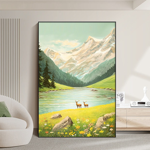 Rizhao Jinshan Decorative Painting Living Room Floor Painting Landscape Painting Sofa Background Wall Advanced Entrance Murals