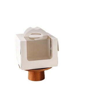 4-inch 6-inch cake box birthday mousse cake carton portable window White thickened packaging box