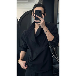 [Live Room Same Style] Spring New Product Niche Design Sense suit Men's Simple Work Shirt Top Casual Pants