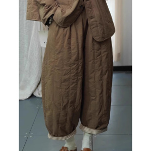 White Down Cotton Pants 2024 Autumn Korean Style New Simple Niche Fashion Quilted Casual Pants Loose Pit