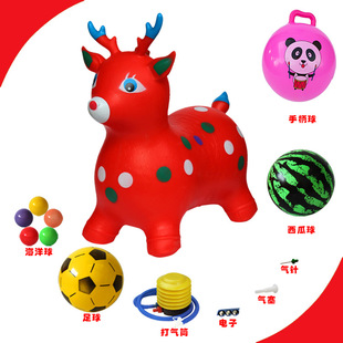 Children's Inflatable Toy Jumping Horse Ride-On, Thickened and Enlarged Inflatable Horse Ride-On for Kids, Musical Jumping Cow and Deer
