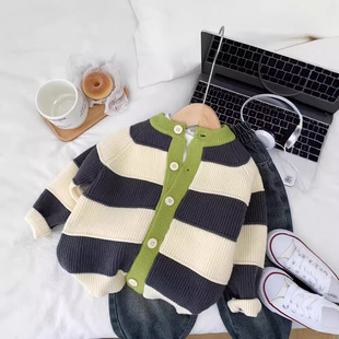 Boys Sweater Cardigan 2024 Autumn and Winter New Children's Wear Baby Soft Western Fashion Casual Sweater Knitted Sweater