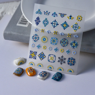 Taobao best selling Bohemian nail art 5D three-dimensional relief sticker adhesive waterproof Diamond ins Wind nail art sticker