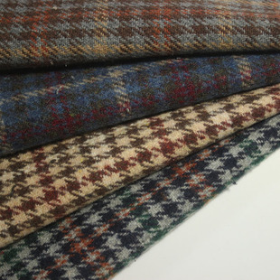 Factory thin flannel houndstooth plaid woolen fabric suit shirt shoes hat bags fabric
