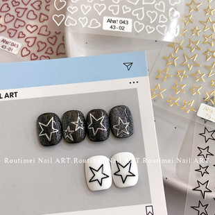 Nail art stickers new high-grade bronzing style stars love series high-grade with adhesive hollow nail decoration stickers