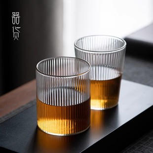 High Temperature Resistant Japanese Style Glass Striped Drinking Cup Heat Resistant Ins Style Tea Cup Beer Juice Cup Household Coffee Cup