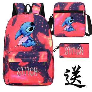 Рюкзак Stitch, сумка через плечо, Спортивная мужская и женская школьная сумка для учащихся средней школы, тройка, звезда, ребенок