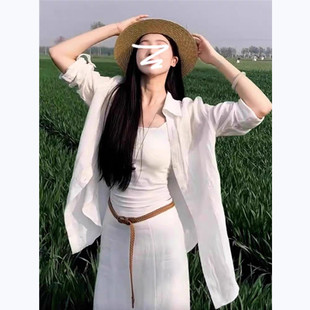 White Sunscreen Shirt Coat Women's Spring and Autumn 2025 New Early Spring Shirt Loose Cardigan Outer Long Sleeve Top