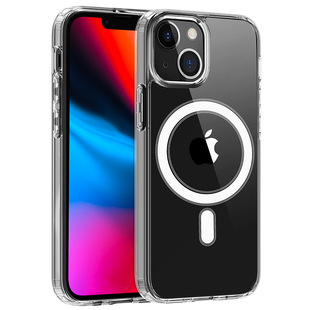 Магнитное притяжение для iPhone 14 чехол для беспроводной зарядки 2-в-1 прозрачный 14pro Apple 13 трансграничный