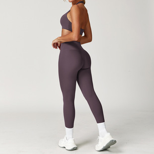 Zechuang Cross-border Sanding Yoga suit High Waist Tight Hip Fitness Yoga Clothes Running Sports suit Women 8505