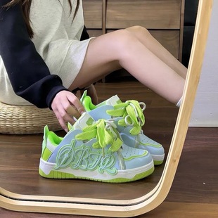 Hong Kong Style Women's Shoes Mandarin Duck Design Platform Board Shoes ins2024 Spring and Autumn New All-match Dopamine Casual sneaker