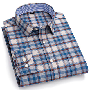 New Spring and Autumn Men's Long Sleeve Shirt Cotton Oxford Spinning Shirt Super plus size Fashion Casual Plaid Top