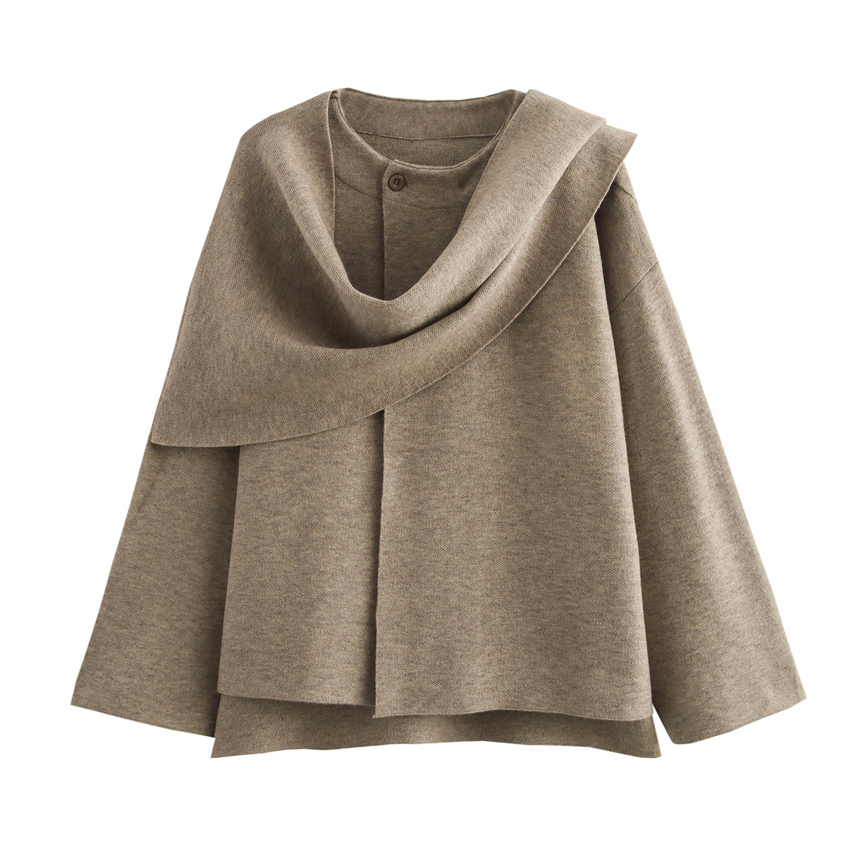 Ins Export Wholesale Cross-Border European and American Style New Women's Clothing with Asymmetrical Scarf Short Knitted Outwear Jacket