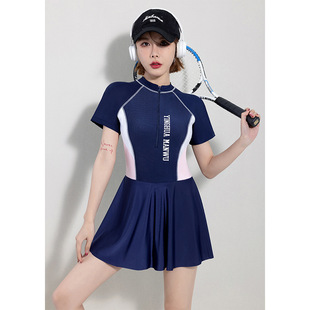 New ladies one-piece skirt sports leisure conservative girl stitching beach hot spring holiday swimsuit women wholesale