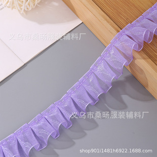 2.5cm white pleated chiffon pleated lace lace lace band DIY skirt dress accessories lace wholesale