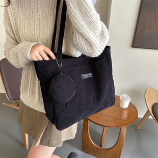 Cored Commuter Large Capacity 2023 Autumn and Winter New Simple Wick Solid Color Women Tote Shoulder Handbag