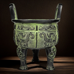 Factory Outlet Round Ding Tripod Antique Bronze Office Decoration Simu Wu Ding Luoyang Ding Opening Gift