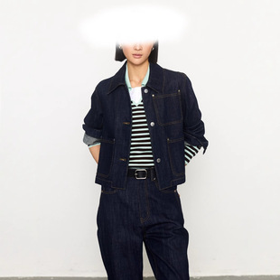 Autumn 2024 suit Cotton Denim Nostalgic Retro Washed Short Jacket Deconstructed Denim suit High Waist Small Straight Pants