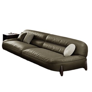Italian Normcore Sofa First Layer Cowhide Simple Accessible Luxury Retro Small Apartment Straight Row Foshan Factory Direct Sale