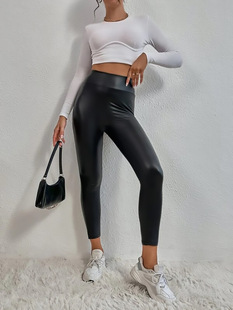 PU leather pants female wish cross-border explosion foreign trade plus high waist leggings female stretch pants