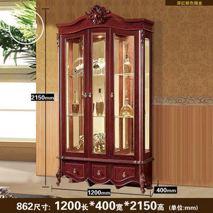 European Style Wine Cabinet Living Room Display Cabinet Luxury Decorative Cabinet Double Door Glass Multifunctional High-end French Style Wall Wine Cabinet