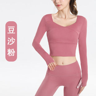 One-piece Quick-drying Breathable Thin Tight-fit Sports Running Fitness Women's Summer Yoga Top with Chest Pad