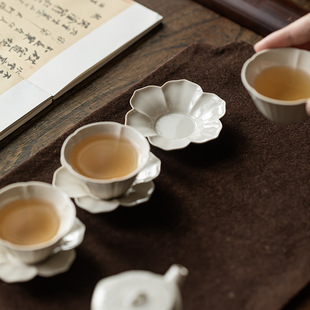 Hao Lan Plant Ash Sunflower Coaster Ceramic Chinese-style Heat Insulation Coaster Cup Holder Anti-scalding Tea Holder Cup Holder Tea Set Accessories