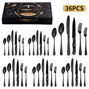 Cross-Border Amazon 24/36/48/72 Piece Set Hotel Household Stainless Steel Western Tableware Steak Knife, Fork and Spoon