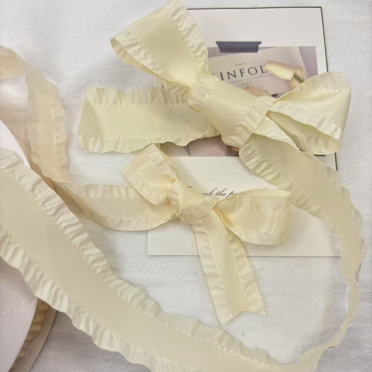 DIY children's hair accessories with ribbon waves, handmade bows, ruffles, ribbons, flowers, gifts, Japanese style DIY crafts