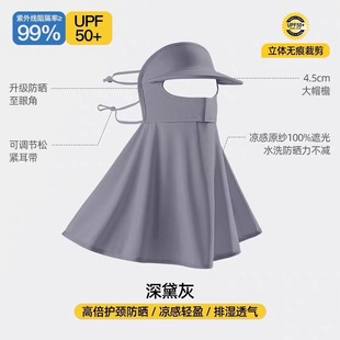 Ice Silk Sunscreen Mask Full Face Mask Anti-Uv Cycling Breathable Sunshade Versatile Large Brim Face Mask