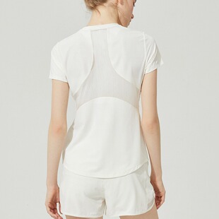 Summer Mesh Stitching Round Neck Thin Naked Sports Top Quick-drying Breathable Fitness T-shirt Yoga Clothing Short-sleeved T-shirt