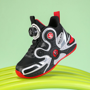 Children's Shoes Trendy Shoes Spring and Autumn 2025 New Non-slip Running Children's Rotating Buckle Sports Basketball Shoes Boys sneaker