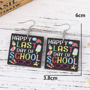 Cross-border Opening Season Simple School Blackboard Opening Season New Party Back to School Flower Strange Earrings Decoration