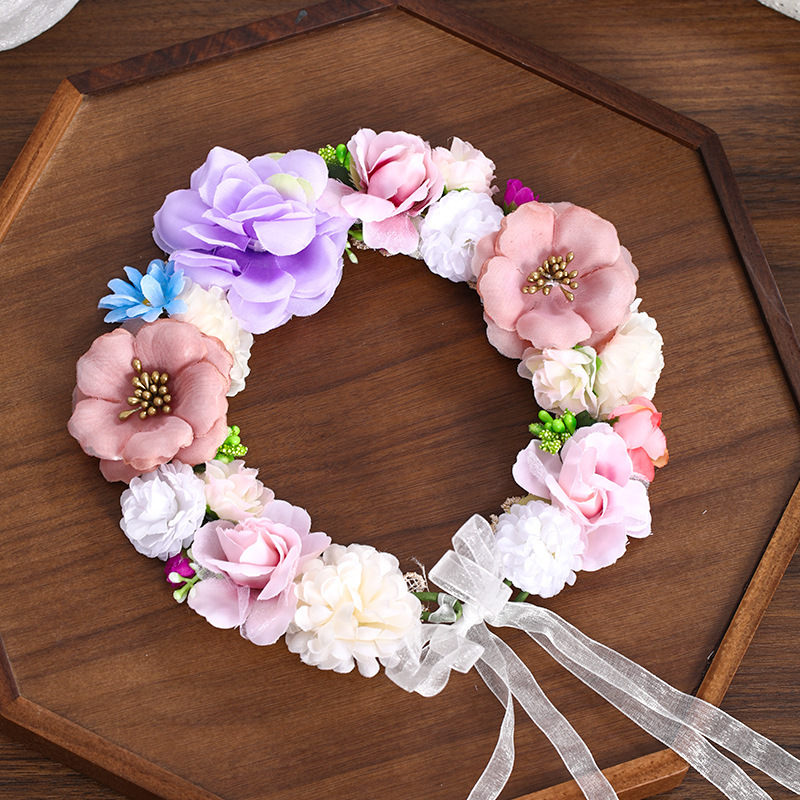 Tuan Ming original artificial flower fabric rose wreath handmade bride headdress beach photo holiday hair band hair band