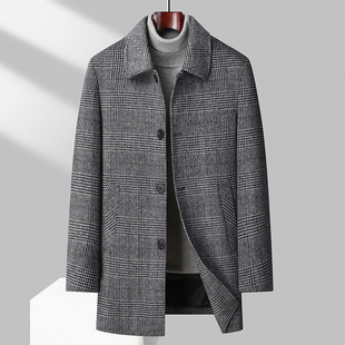 Trench coat men's mid-length Korean style spring and autumn thickened high-grade woolen coat men's coat men's autumn and winter fashion