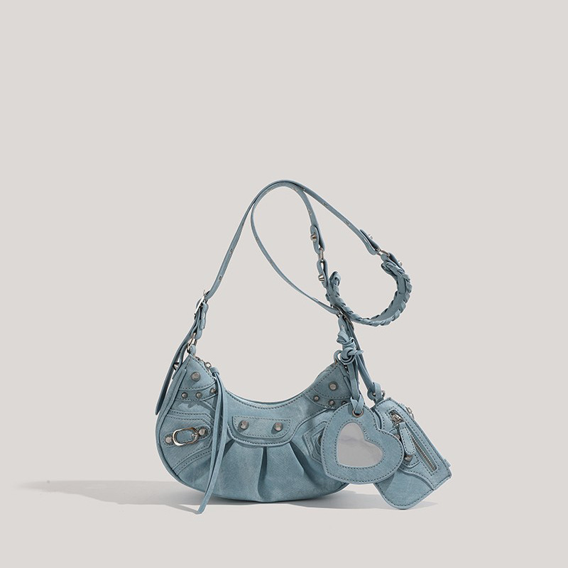 Paris Motorcycle Bag Three-In-One Niche High-End Crescent Bag Sexy Armpit Bag Rivet Crossbody Bag for Women
