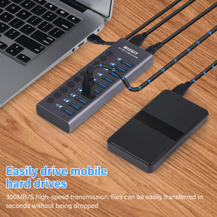 10-поротный концентратор USB3.0 с независимым переключателем Большой ток USB делитель умный HUB док-станция новый продукт