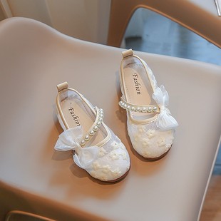 Girls' Pearl Sandals Summer New Children's Cloth Shoes Korean Baby Hanfu Shoes Little Girl's Big Children's Dance Shoes