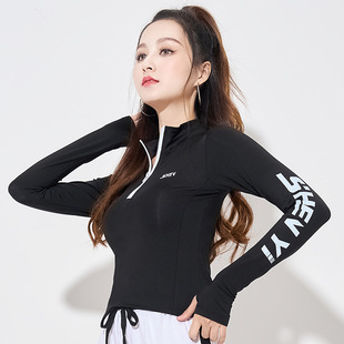 Spring New Square Dance Clothing Half Zipper Alphabet Suit Jump Aerobics Clothes Practice Dance Clothing 2023