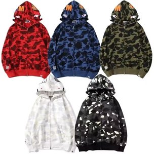 Ins Shark Jacket Fashionable Brand Loose Spring and Autumn Hooded Zipper Sweatshirt Fashionable Camouflage Personalized Male and Female Couple Student