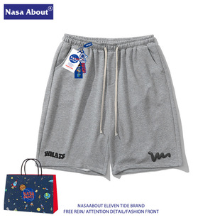 Американские спортивные шорты NASA для мужчин и женщин летом прилив пляжные брюки свободные повседневные укороченные брюки дышащие
