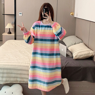 New Flannel Pajamas Women's Autumn and Winter Explosions Coral Fleece fleece-lined Thickened Princess Style Warm and Comfortable Home Clothes