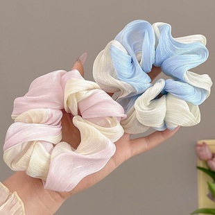 Streamer Gradient Mesh Large Intestine Hair Ring Women's Gentle High-quality Color Value Hair Band Rubber Band Hair Accessories for Summer