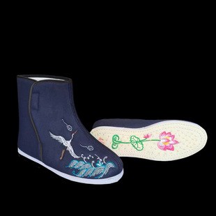 Men's Yunjin Shou Shoes, Ancient Costumes, Modern Cloth Shoes, Cotton Shoes, Thousand Layer Soles, Embroidered Lotus Men's Shoes, Shroud Accessories