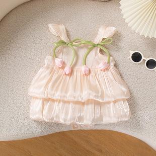 Baby Clothes Summer Jumpsuit Sleeveless Harper Climbing Clothes Baby Girl Tulip Skirt Climbing Class A Summer Bag Fart Clothes