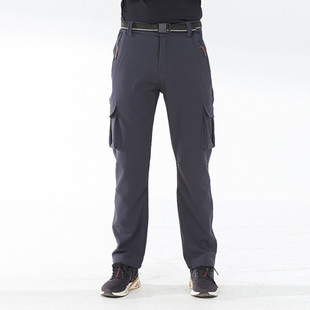 Cross-border Outdoor Rush Pants Men's and Women's Soft Shell Waterproof Windproof Scratch-resistant Fleece-lined Warm Overalls Men's Large Size Plus Fat